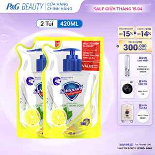 Combo 2 Nước Rửa Tay SAFEGUARD Sạch 99,9% Vi Khuẩn & Dịu Nhẹ Cho Da Hương Chanh Tươi Mát - Túi 420ML