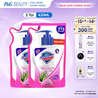 Combo 2 Nước Rửa Tay SAFEGUARD Sạch 99,9% Vi Khuẩn & Dịu Nhẹ Cho Da Hoa Hồng Lô Hội - Túi 420ML