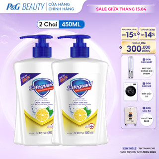 Combo 2 Nước Rửa Tay SAFEGUARD Sạch 99,9% Vi Khuẩn & Dịu Nhẹ Cho Da Hương Chanh Tươi Mát - Chai 450ML