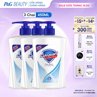 Combo 3 Nước Rửa Tay SAFEGUARD Sạch 99,9% Vi Khuẩn & Dịu Nhẹ Cho Da Trắng Tinh Khiết - Chai 450ML