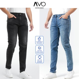 Quần jean nam skinny màu xanh Retro AVOCADO, quần bò co giãn 4 chiều slimfit chất vải bò cao cấp