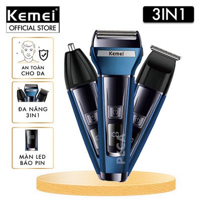 Máy cạo râu đa năng 3IN1 Kemei KM-6541 có thể cạo râu, tỉa râu, tỉa lông mũi - Chính hãng