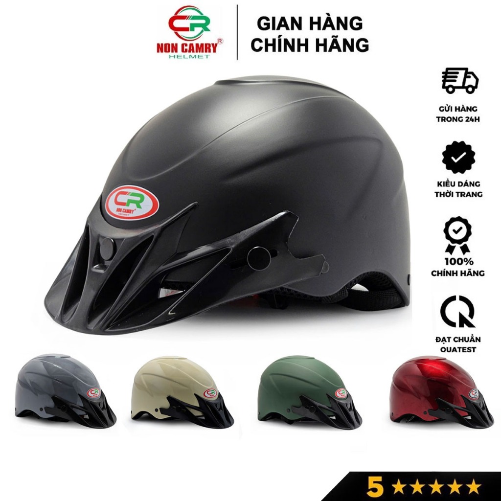 Mũ bảo hiểm nửa đầu CAMRY HELMETS an toàn, độ che phủ sâu, mạnh mẽ, nhiều màu cá tính, Size lớn (57-