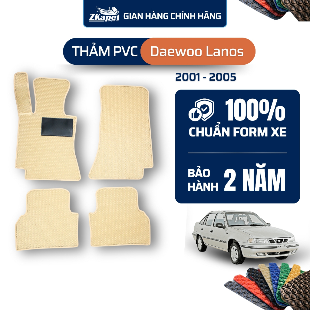 Thảm lót sàn ô tô PVC Daewoo Lanos 2001 - 2005 ZKAPET (5 chỗ)
