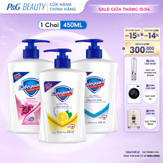 Nước Rửa Tay SAFEGUARD Sạch 99,9% Vi Khuẩn & Dịu Nhẹ Cho Da Trắng Tinh Khiết/Hoa Hồng Lô Hội/Chanh Tươi Mát - Chai 450ML