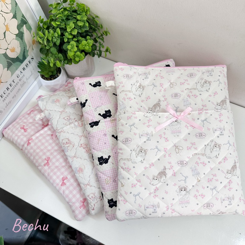 Túi vải chần bông 2 ngăn đựng máy tính bảng ipad