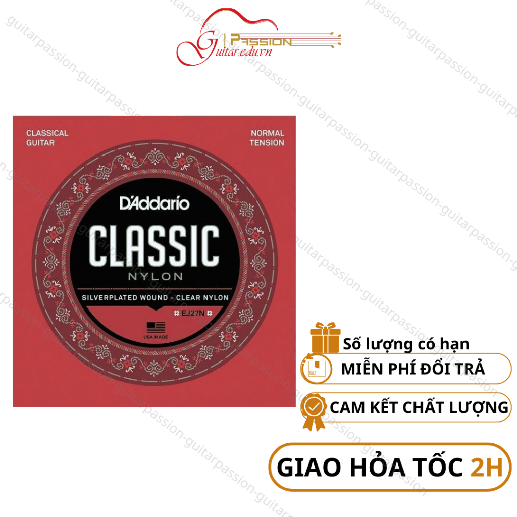 Dây đàn guitar classic D'Addario EJ27N dây đàn guitar cổ điển nylon chất lượng Guitar Passion