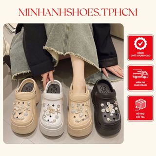 Dép sandal nữ đế cao 7cm đính kèm nhiều sticker dễ thương có lỗ thoáng khí(Mã 1288)
