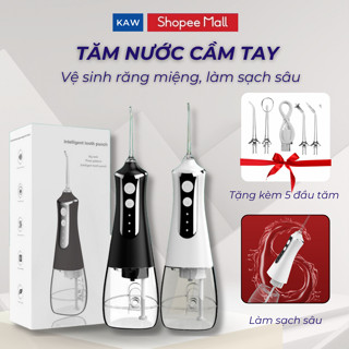Máy Tăm Nước Cầm Tay KAW 300ml Chính Hãng, Vệ Sinh Răng Miệng Dễ Dàng, Kèm 5 Đầu Xịt Đa Năng