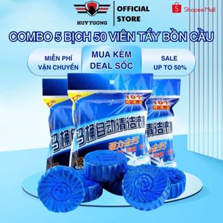 Combo 5 bịch 50 viên Tẩy Bồn Cầu Huy Tưởng Khử Mùi, Ngăn Khuẩn, Sạch Sáng khối lương 300gg