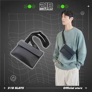  Túi đeo chéo nam màu đen da pu mềm cao cấp chông nước có thể làm clutch cầm tay hoặc ví thời trang hàn quốc đẹp đa năng 