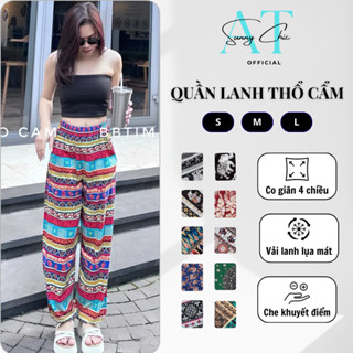 Quần lanh dài thổ cẩm alibaba bo gấu