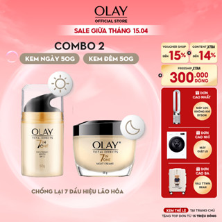 COMBO 2 Kem Dưỡng Ngày & Đêm Phục Hồi & Ngăn 7 Dấu Hiệu Lão Hóa OLAY TOTAL EFFECTS 50G X2