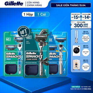 Dao Cạo Râu GILLETTE Mach3 Clean Shave /Mach 3+/ Mach3 Turbo - Hộp 1 Cán 2 Lưỡi/1 Lưỡi