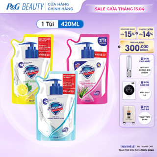 Nước Rửa Tay SAFEGUARD Sạch 99,9% Vi Khuẩn & Dịu Nhẹ Cho Da Trắng Tinh Khiết/Hoa Hồng Lô Hội/Chanh Tươi Mát - Túi 420ML