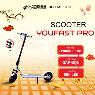 Xe điện Scooter Youfast Pro gấp gọn bỏ cốp, xe Scooter thể thao màn hình điện tử, động cơ 350W, BH 12 tháng