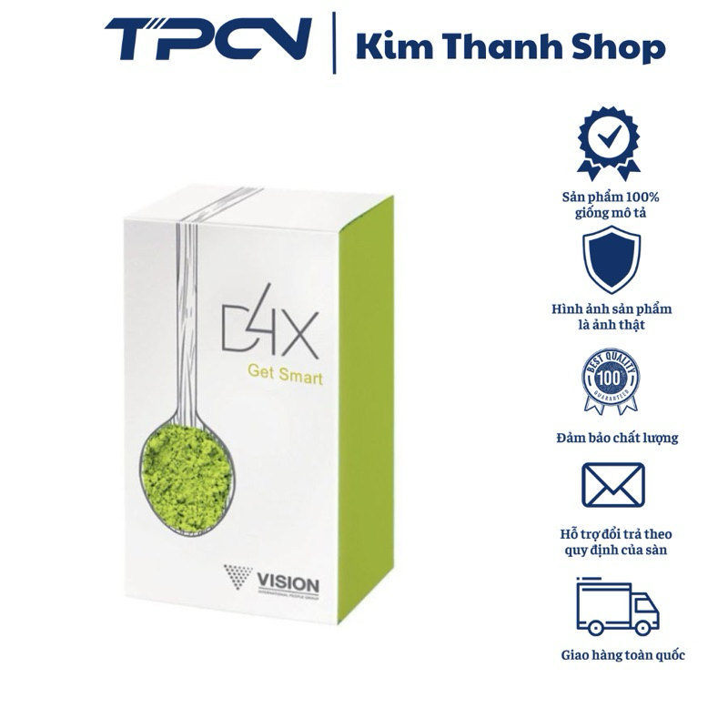 D4x Get Smart Vision Cải thiện chức năng não bộ, tăng sự tập trung, giảm căng thẳng - hộp 10 gói