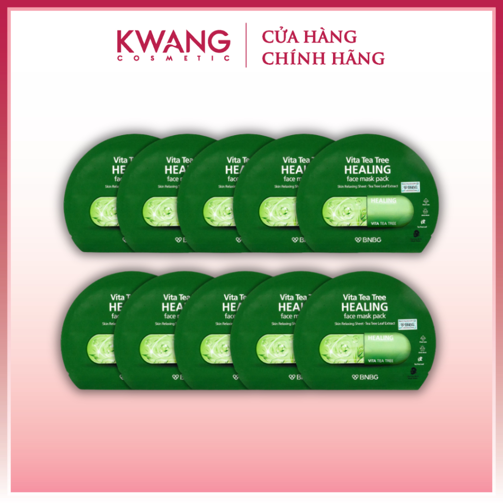 [Hộp 10 Miếng] Mặt Nạ BNBG Tràm Trà Tea Tree 30ml Giấy Than Tre Hỗ Trợ Làm Dịu Giảm Mụn