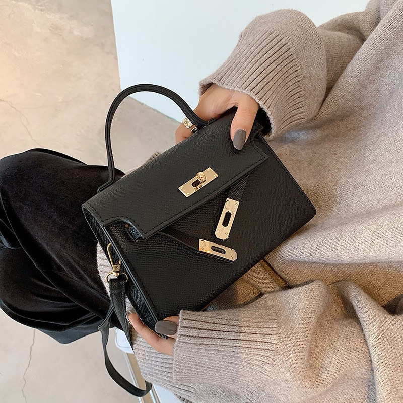 Túi xách nữ đeo chéo cầm tay size 19 màu đen nâu trắng phù hợp đi học đi chơi đi tiệc, quai xách phối khăn sang chảnh