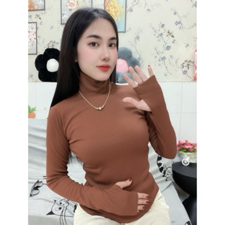 Áo Thun Cổ Lọ Gân Tàu Xỏ Ngón ,Chất Gân Tàu Xịn,Co Giản,Thoáng Mát,Ko Xù ,Ko Nhão,Bền Đẹp Y Hình(40-56kg)