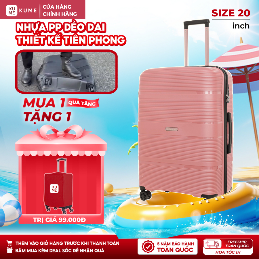 Vali Du Lịch KUME | NEWLINE BP2327 | Size 20/24/28 | Nhựa PP Siêu Bền, Khoá TSA, Mở Rộng Tiện Lợi, B