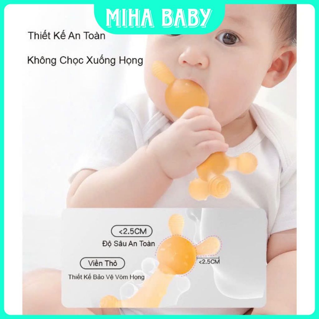 Gặm nướu hình thỏ cho bé silicon cao cấp mềm mại,an toàn, dễ giảm ngứa nướu hiệu quả ( kèm hộp )