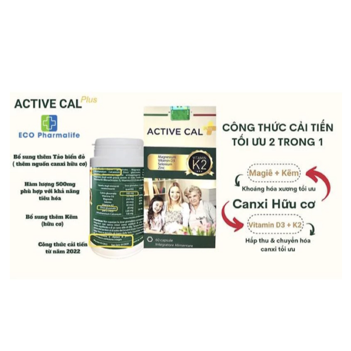 viên uông canxi tảo biển Active Cal bổ sung canxi phát triển chiều cao, giảm loãng xương , giảm thoá