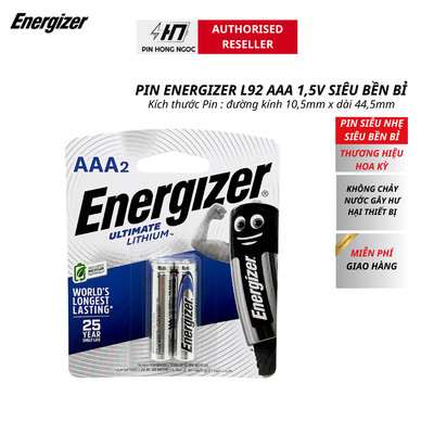 Vỉ 2 Viên Pin AAA ENERGIZER Siêu Bền Ultimate L92 1,5V Siêu nhẹ - Hàng chính hãng