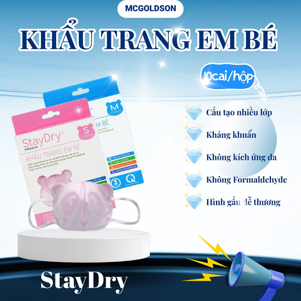 COMBO 2 Khẩu  trang  em  bé Staydry