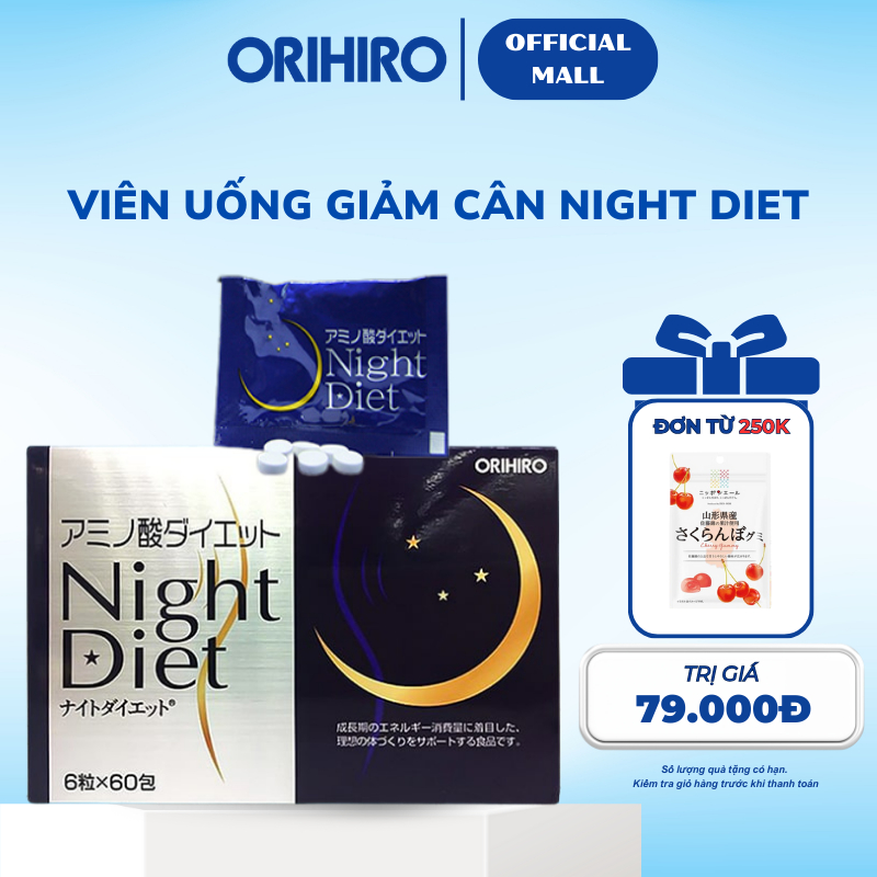 Viên uống giảm cân Night Diet Orihiro hộp 60 gói
