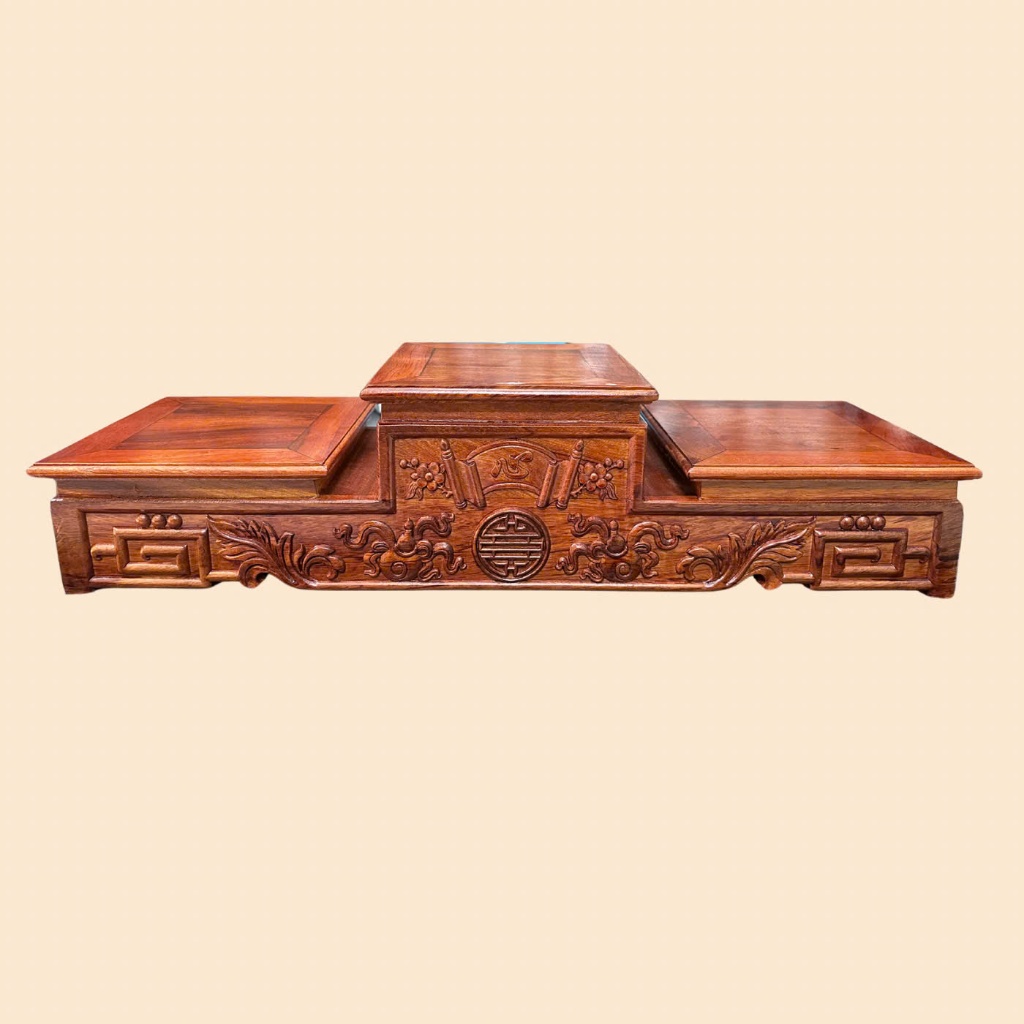 Tam Cấp Gỗ Hương Kê Bát Hương - Đôn Gỗ Tam Cấp Chạm Lưỡng Long Cao Cấp Chợ Sứ Bát Tràng