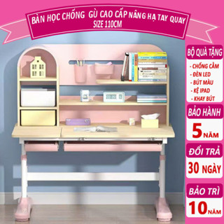 Bộ bàn học thông minh F09 1m1 , Bàn học chống gù học sinh cao cấp, Nâng hạ chiều cao kệ sách tiện lợi