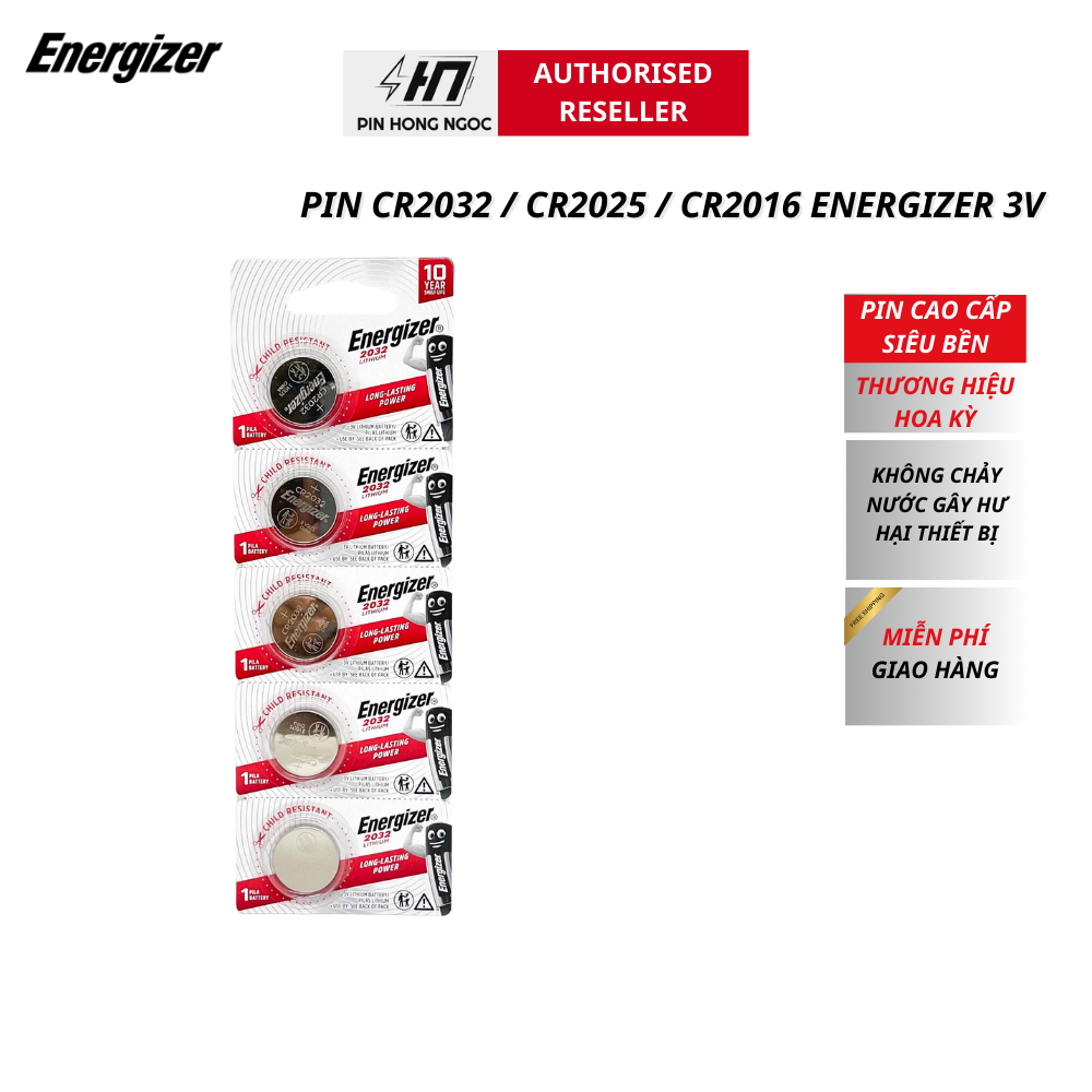 Vỉ 5 Viên Pin CR2032 / CR2025 / CR2016 ENERGIZER 3V Hàng chính hãng