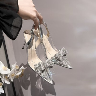 Giày cao gót nữ bít mũi khuy cài, giày cao gót nữ quai trong đính NƠ ĐÁ XINH có khuy cài gót nhọn phương thảo Store