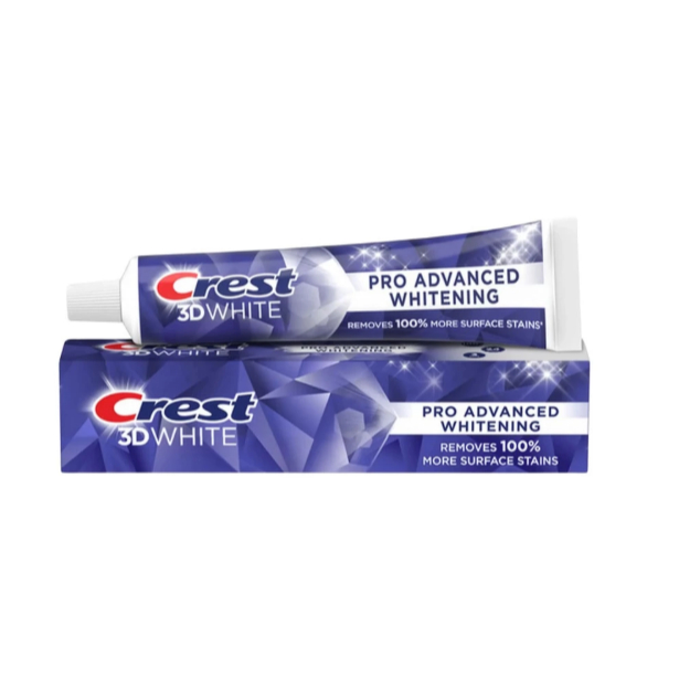 Kem đánh răng Crest 3D White, pro advance whitening làm sạch và trắng răng tuýp 147 gr