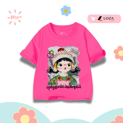 Áo thun in hình bé gái YES hot trend 2026 cho bé gái cân nặng 15-40kg - Áo phông bé nữ Loza Kids AT3129