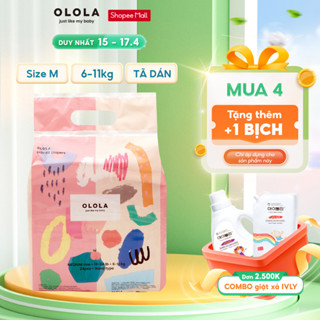 Combo 4 Bịch Tã/Bỉm Dán OLOLA Skin Fit Size M 24 Miếng Hàn Quốc Cho Bé Từ Sơ Sinh, Mỏng Nhẹ, Mềm Thoáng, Thấm Hút Nhanh
