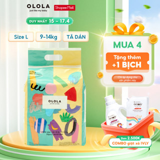 COMBO 4 Bịch Tã/Bỉm Dán OLOLA Skin Fit Size L 20 Miếng Hàn Quốc Cho Bé Từ Sơ Sinh, Mỏng Nhẹ, Mềm Thoáng, Thấm Hút Nhanh