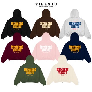  Áo Hoodie Zip 2 Chiều Kim Loại Có Túi Trong - Hoodie Nỉ 2 Da Form Boxy VIBESTu '' Only Members " 