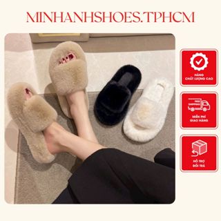 Dép lông nữ đi trong nhà, dép quai chéo đế cao thời trang thu đông mẫu mới (Mã 101)