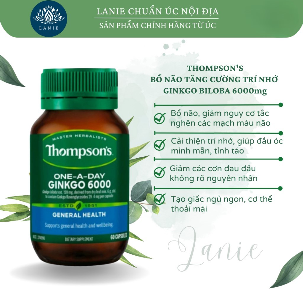 [2028] Bổ não tăng cường trí nhớ Thompson Ginkgo Biloba 6000mg