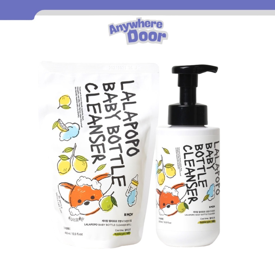 Nước rửa bình thuần chay Lalapopo K-Mom Hàn Quốc chai/ túi tạo bọt