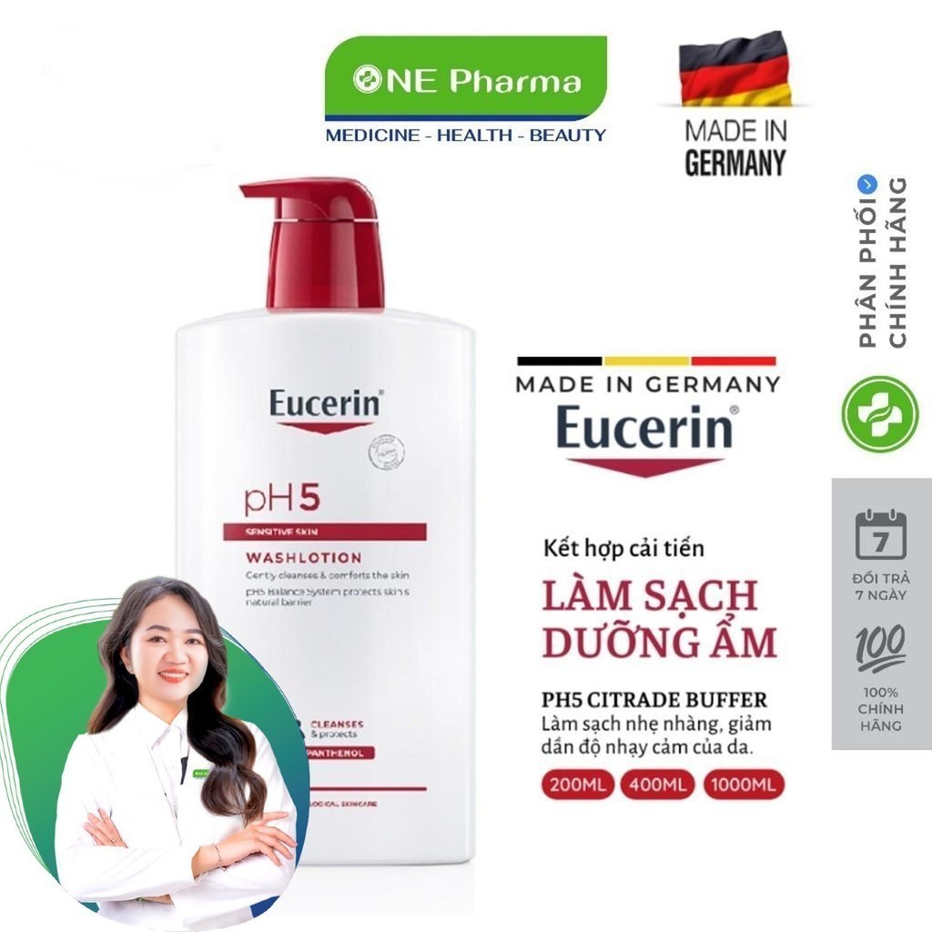 Sữa Tắm Dịu Nhẹ Eucerin pH5 Washlotion Cho Da Nhạy Cảm 1000ml
