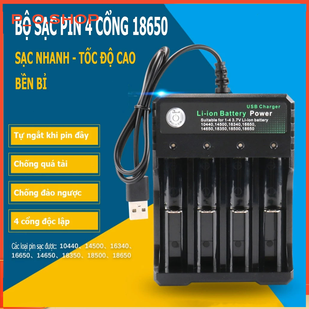 【🔥Rẻ】Bộ sạc pin 18650 tự ngắt thông minh điện áp đầu ra 3.7V - 4.2V cho pin 18650 AA