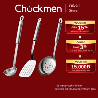 Set Muôi Muỗng Xẻng Lật CHOCKMEN Inox Cao Cấp Xẻng Xào Lật Muỗng Canh Muôi Thủng Vớt Trụng Nhà Bếp