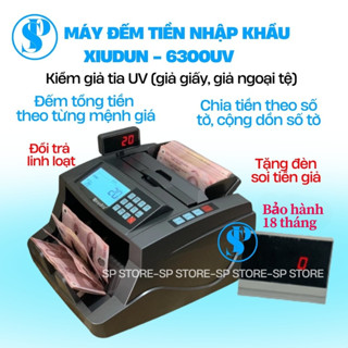 Máy đếm tiền có chức năng đếm tổng tiền từng loại, kiểm giả tiền bằng tia UV XIUDUN 6300UV