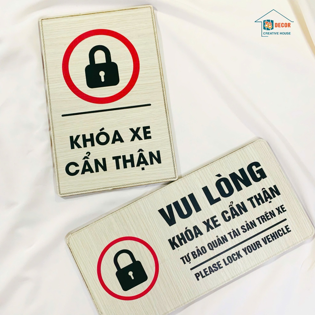 Bảng gỗ Vui Lòng Khóa Xe in màu UV