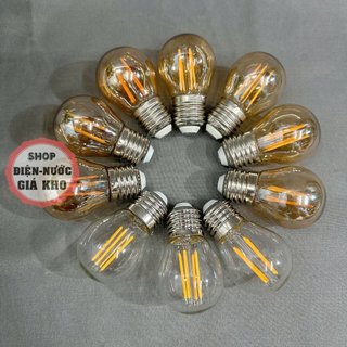 Combo 3 Bóng đèn led edison G45 4W hoặc lẻ 1 cái ánh sáng vàng, vỏ trắng hoặc vỏ vàng, bóng đèn trang trí sân vườn