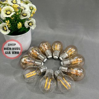 Combo 3 Bóng đèn led edison G45 4W hoặc lẻ 1 cái ánh sáng vàng, vỏ trắng hoặc vỏ vàng, bóng đèn trang trí sân vườn