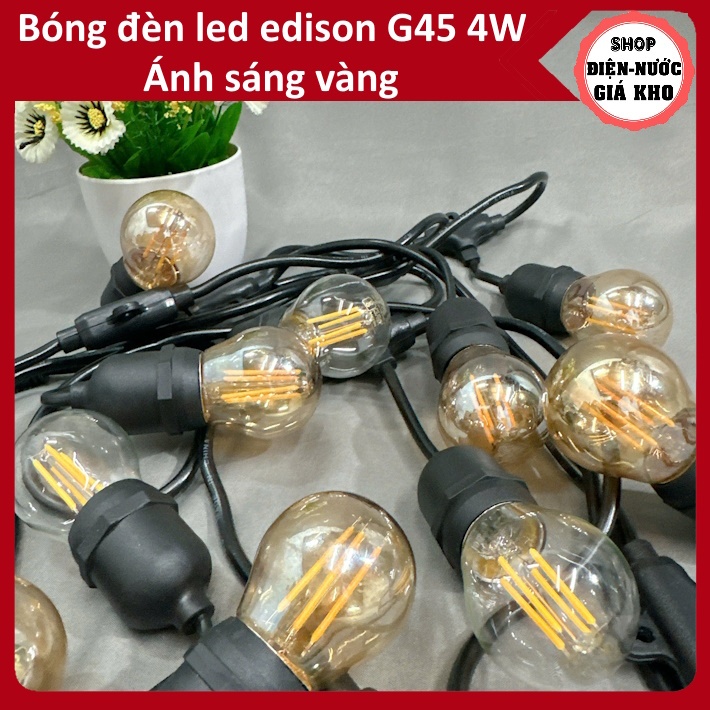 Combo 3 Bóng đèn led edison G45 4W hoặc lẻ 1 cái ánh sáng vàng, vỏ trắng hoặc vỏ vàng, bóng đèn trang trí sân vườn